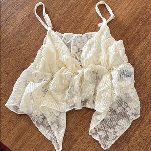 SHEIN Soft Yellow Lace Top